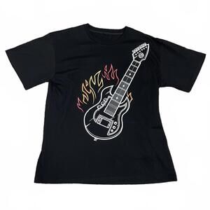 ThinkGeek Playable Electric Guitar Rock Black T-Shirt Men's Sz XL SS